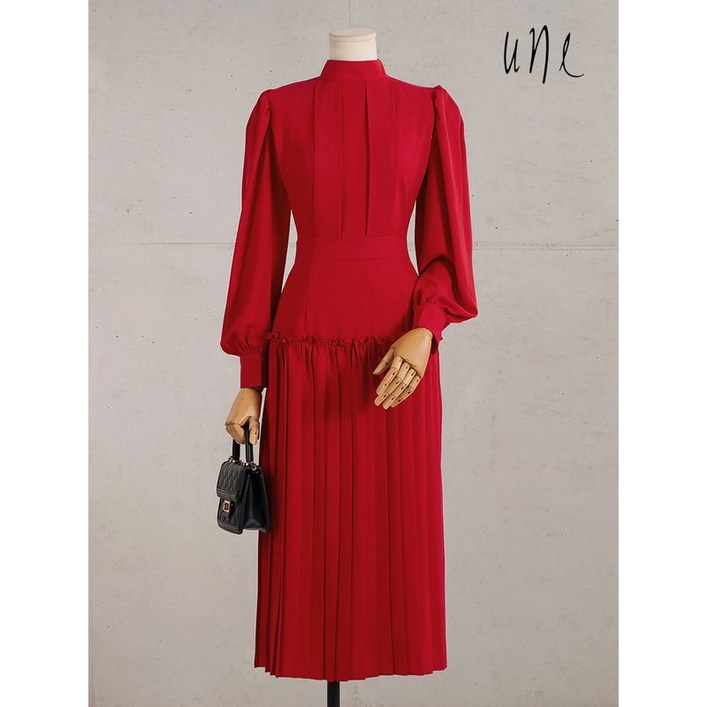 윈 UNE플리츠블록 셀럽원피스