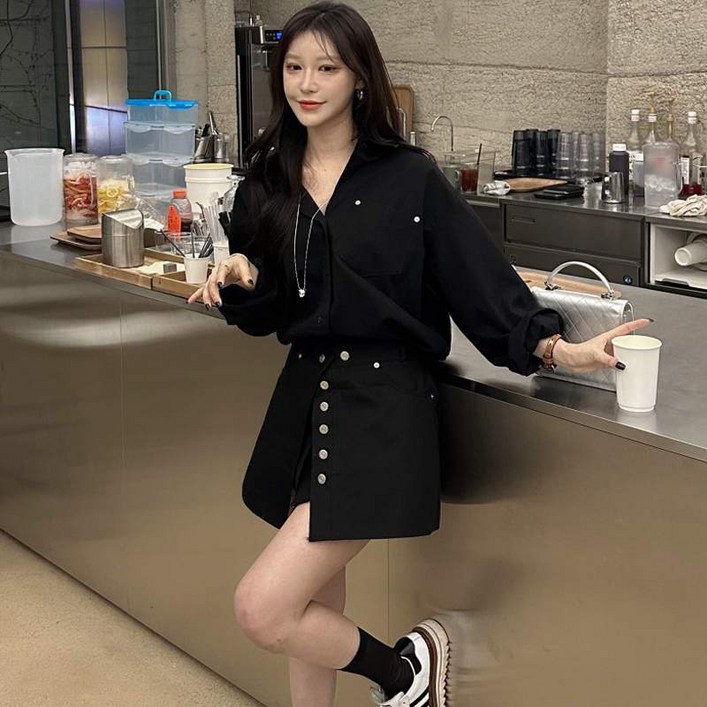 셔츠 랩 미니원피스