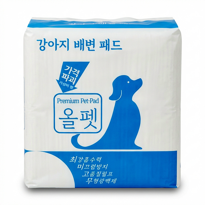 강아지 배변패드 올펫 소형2팩 200매 소형20g 40×50 Cm, 2개, 100개입