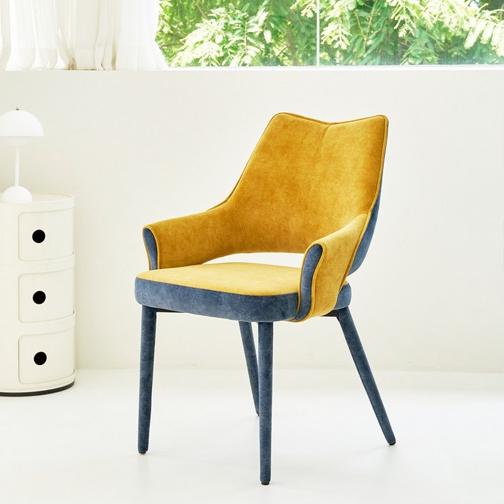 가구앤하우스 코브라 조야 원단 인테리어 디자인 카페 식탁 의자 3color, 옐로우, 1개