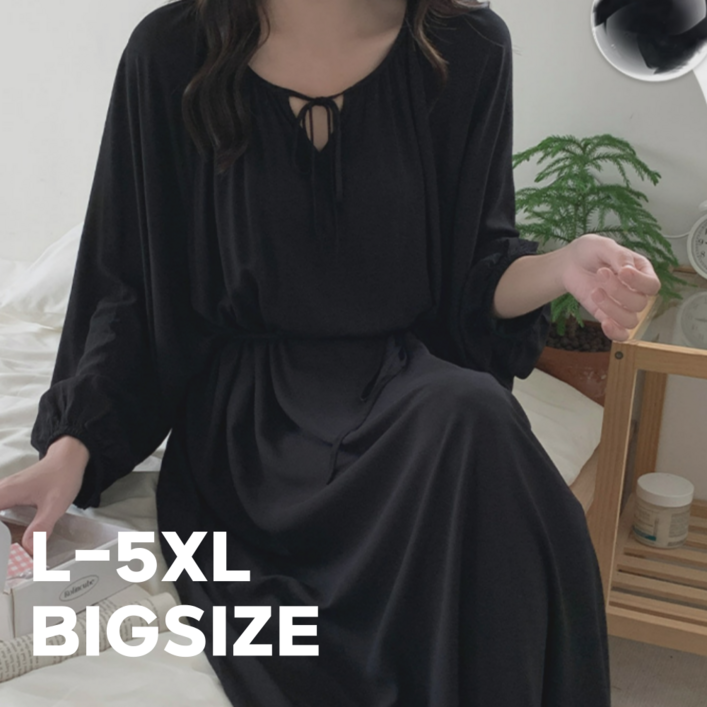 MUMUM 빅사이즈 홈웨어 롱 원피스 4XL