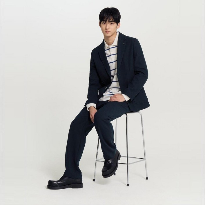 [국내백화점] 빈폴 남성 프리미엄 저지 솔리드 재킷 네이비 데일리 코디