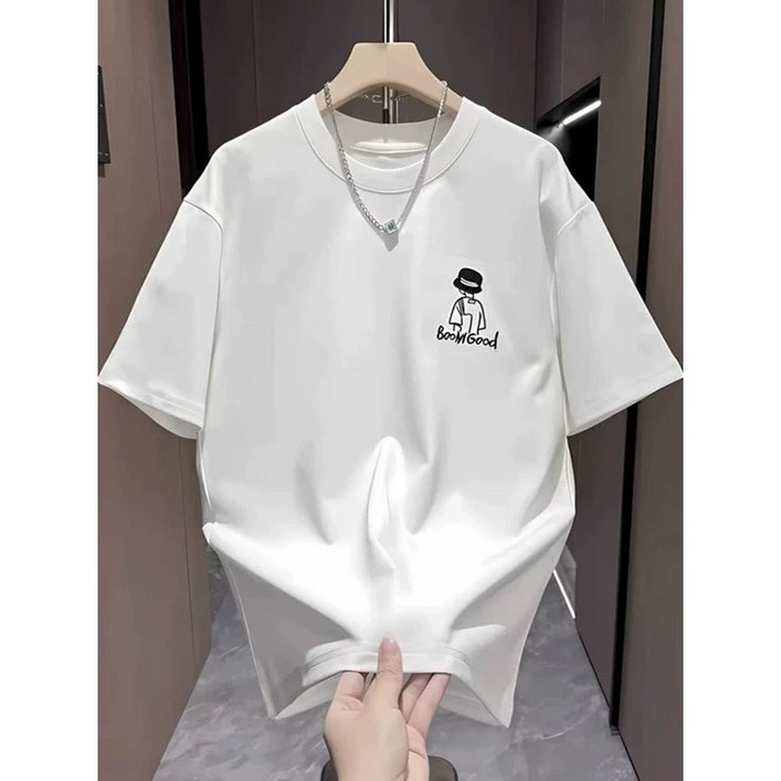 THE 남여 공용 만화 디자인 오버핏 순면 반팔 티셔츠