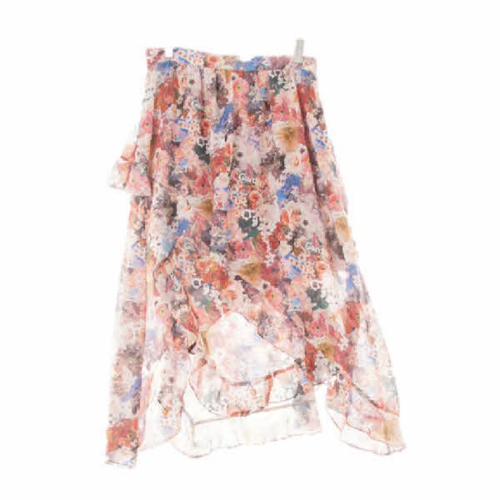 6936 지컷 레드 추상플라워패턴 언발란스슬릿랩스커트 8898165