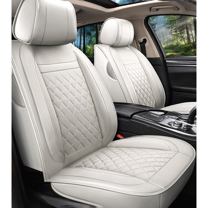 제니븐 자동차 시트커버 차량용 방석 카 보호매트 가죽 교체 SF890, 1개, 바닐라베이지