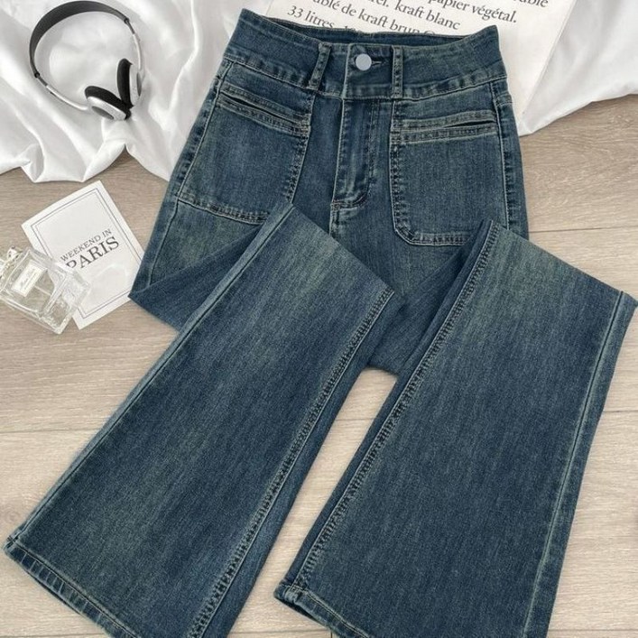 BINIWU스판 와이드 빈티지 와이드 데님 팬츠