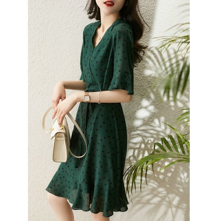 휠렉스 여성 브이넥 데일리 땡땡이 원피스 JT389