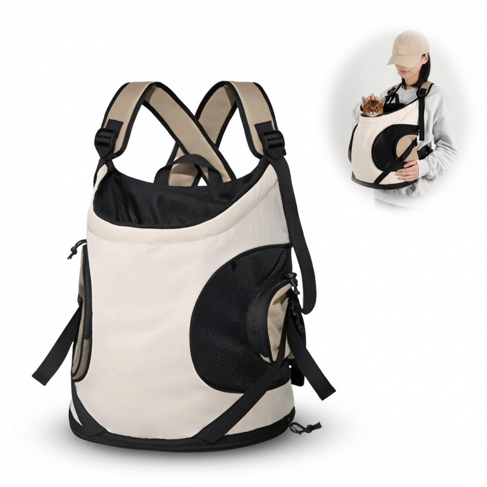 융풍 반려동물 이동가방 백팩 | 전면 오픈형 360도 통풍 소형견 고양이 외출용