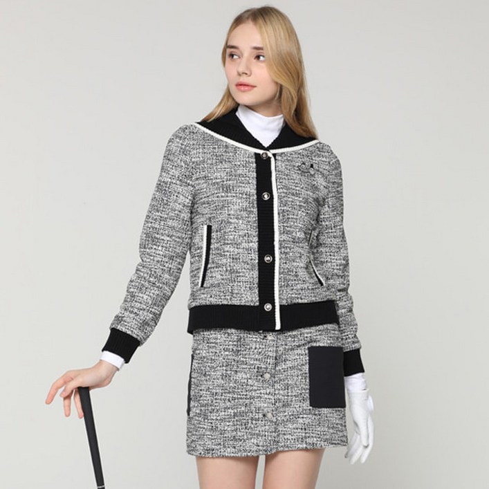 여성트위드 세라카라 풀오픈 스웨터 점퍼HD3WCD004