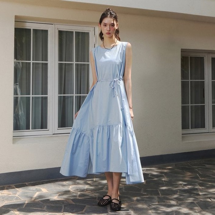 [백화점 정품] 잇미샤 깔끔한 단정한 [25 S/S] 슬리브리스 벨티드 롱원피스 ITP7ZOP870 원피스 스커트 치마