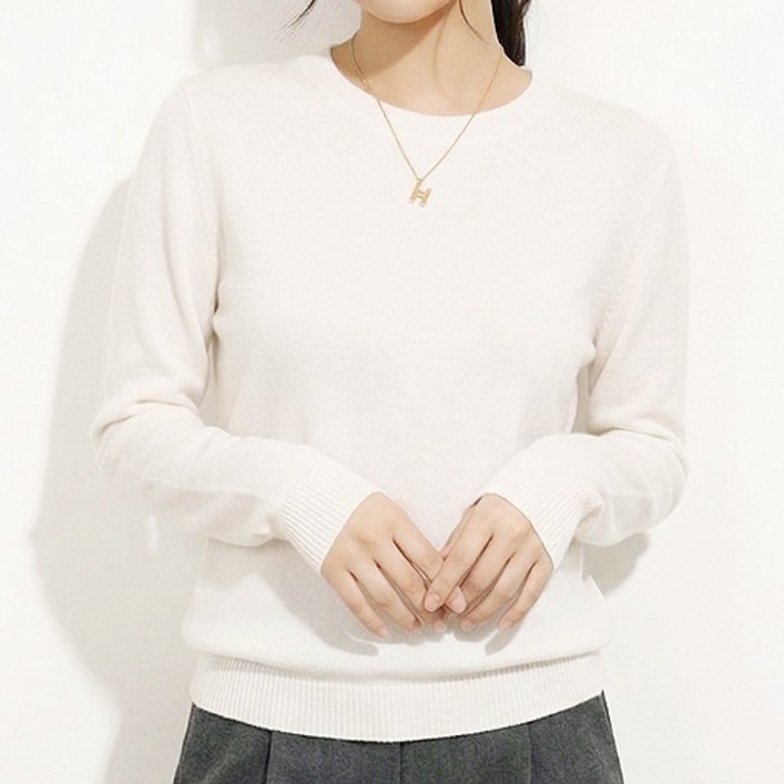 핑크셀럽 여성용 베이직 보들 라운드 니트 티셔츠