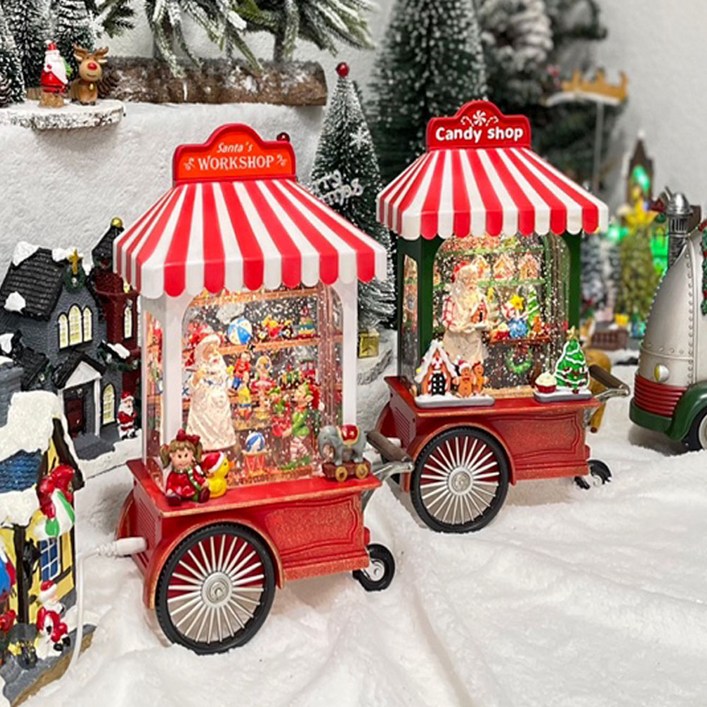 크리스마스 산타 선물 마차 워크샵 캔디샵 워터볼 오르골 무드등 수레 장식 인테리어 소품