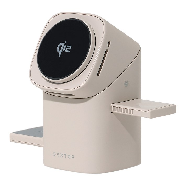 DEXTOP 덱스탑 올인원 무선충전기 오토스윙 Qi2 3in1 모든 스마트기기 완벽호환, 1개, 베이지