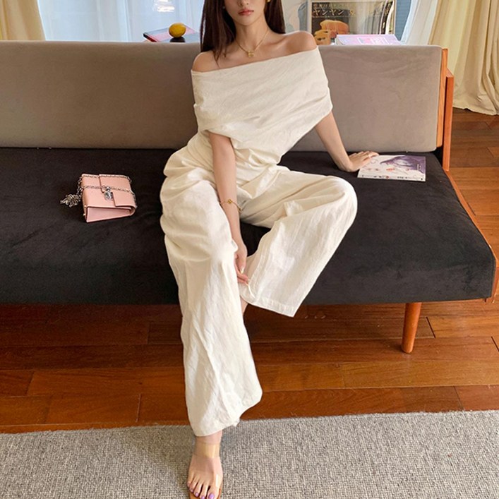 대박난박양 크롭+밴딩팬츠 린넨 셋업