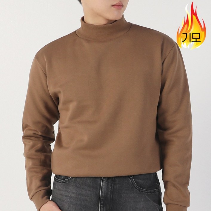 아우라큐 기모 반목티 무지 반목폴라 목폴라 빅사이즈 터틀넥 긴팔 티셔츠