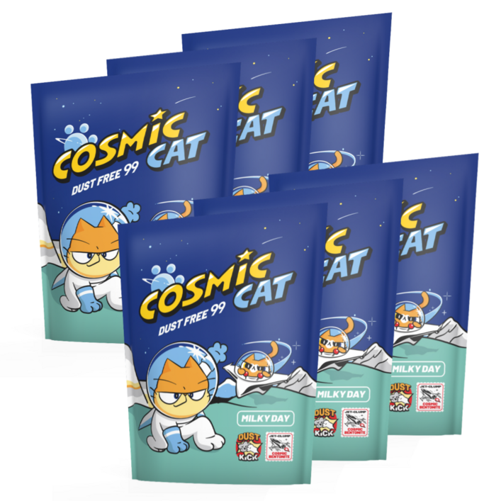 코스믹캣 밀키데이 벤토나이트 고양이모래 6kg 총 6봉총 2박스 배송