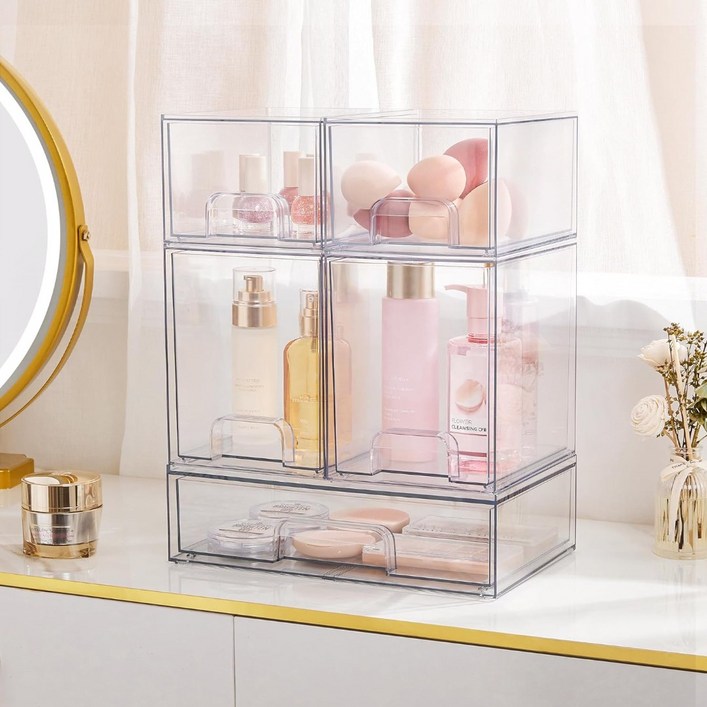 뉴밸류 아크릴 화장품정리함 펜트리수납함 다용도정리함, 1세트, 투명