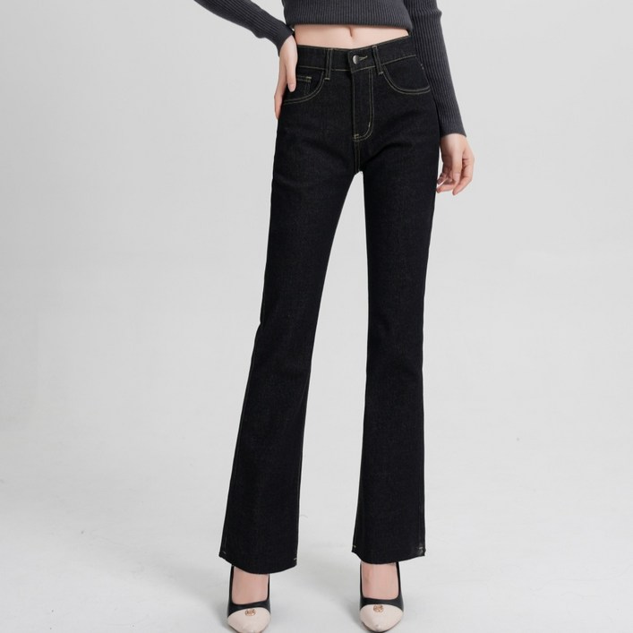 여성 스판 히든밴딩 슬림 부츠컷 청바지 숏롱 2단기장