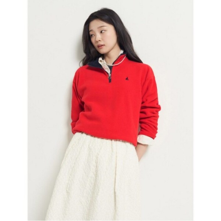 매장정품 BEANPOLE 빈폴 플리스 하프 집업 탑 - 레드 BF5Y41C026 770874