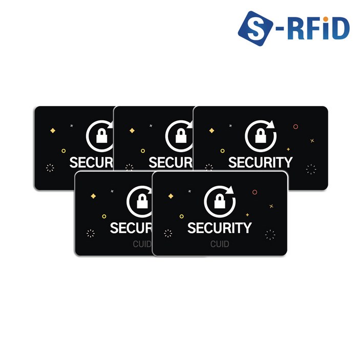 RFID MCT CUID 태그 도어락 출입 공동현관 복사, 5개, CUID PVC 사각 블랙 디자인 5개 (No.7P)