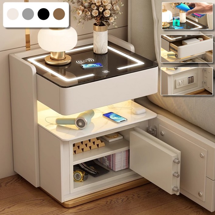 세이피아 가정용 소형금고 터치식 스마트 개인 침대 협탁 미니 금전함 사무실 비밀 돈통, 블랙