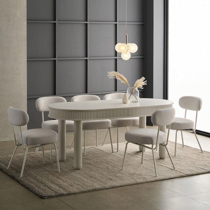타볼라 도브 무광 통세라믹 6인용 라운드 수납 식탁세트의자6, 화이트, 일반의자 6