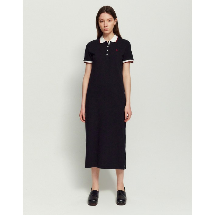 24SS 가격인하BEST스테디셀러블랙 컬러 배색 면혼방 반팔 카라 롱 원피스 WSDR4B407BK 24SS 가격인하BEST스테디셀러블랙 컬러 배색 면혼방 반팔 카라 롱 원피스 WSDR4B407BK