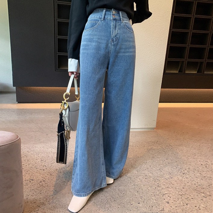 미아마스빈모먼 투버튼 와이드 데님 팬츠