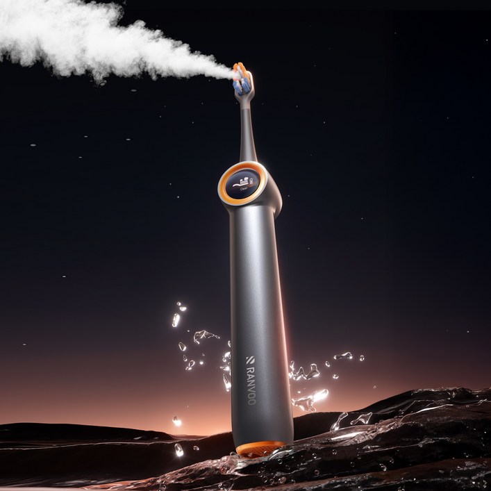 RANVOO AirJet 기포 전동칫솔 양치와 치간세정 2in1 플라그 제거 잇몸 보호 60일 대용량 배터리 선물 추천 칫솔모 2개 증정, 1개, 그레이, PH3