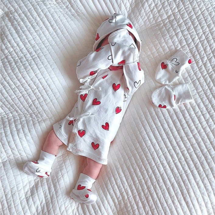 트리베어 신생아 오가닉 4종 세트 배냇저고리 보넷 손싸개 발싸개 출산선물 - 쇼핑앤샵