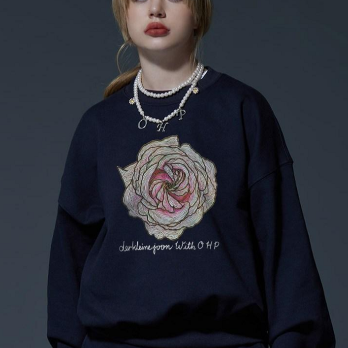 여성 프린팅 가을 겨울 오버핏 맨투맨 티셔츠 - 투데이밈