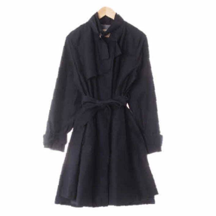 0984 잇미샤 다크네이비 면혼방 넥버클트렌치허리묶음롱자켓 [82-160]