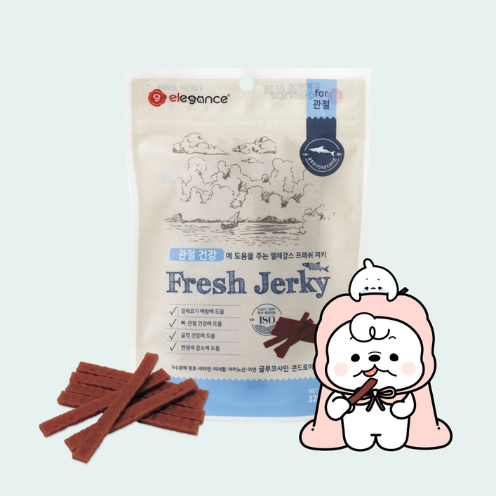 Elegance 강아지 관절건강 가수분해 간식 프레쉬 져키, 육포, 120g, 10개