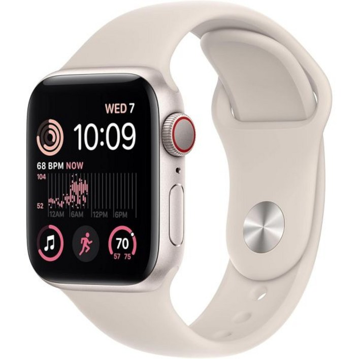 Apple Watch SE2세대GPS 셀룰러 40mm 흰색 스포츠 밴드가 있는 실버 알루미늄 케이스 ML갱신