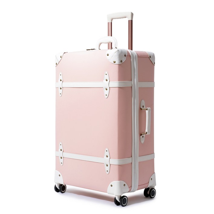 urecity 프리미엄 클래식 트렁크 캐리어 감성 여성 여행가방 고급 PU 레더 더블휠 TSA 잠금장치