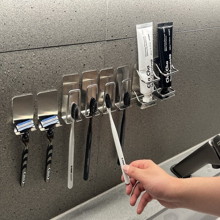 아크배라 304 올 스텐 칫솔걸이 무타공 칫솔꽂이 세트, 4인용, 1개