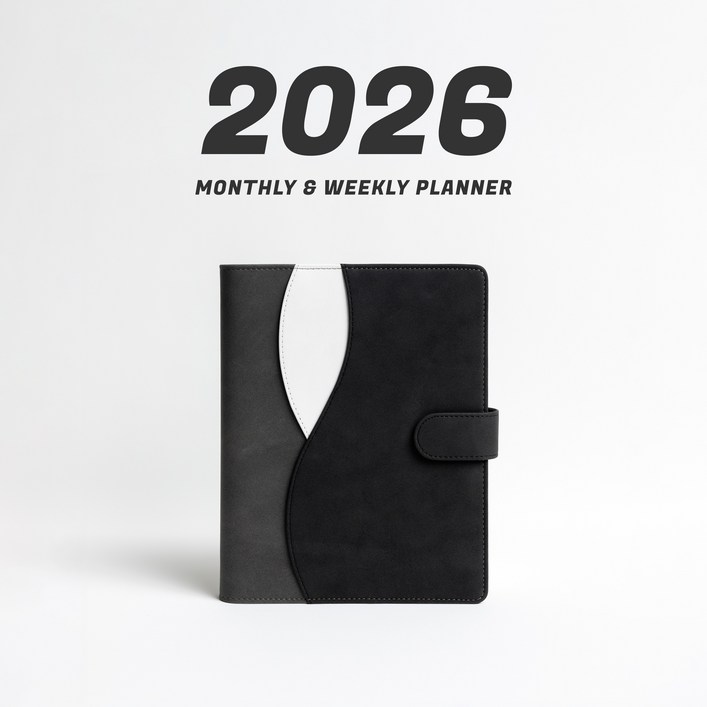 WAVY 프리미엄 6공 비즈니스 2026년 날짜형 다이어리, 챠콜 블랙 날짜형