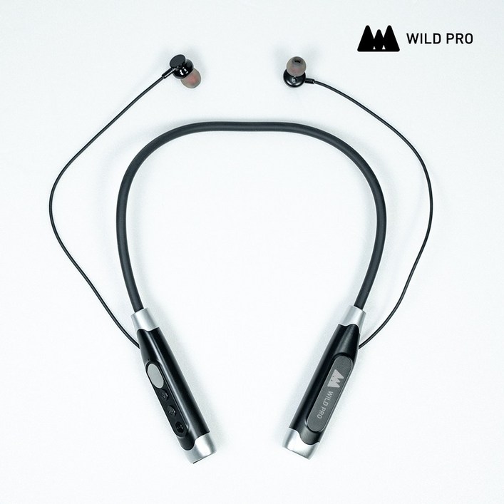 와일드프로 MTC02 넥밴드 블루투스 무선 이어폰 MP3재생 한국어음성, 블랙, MTC02