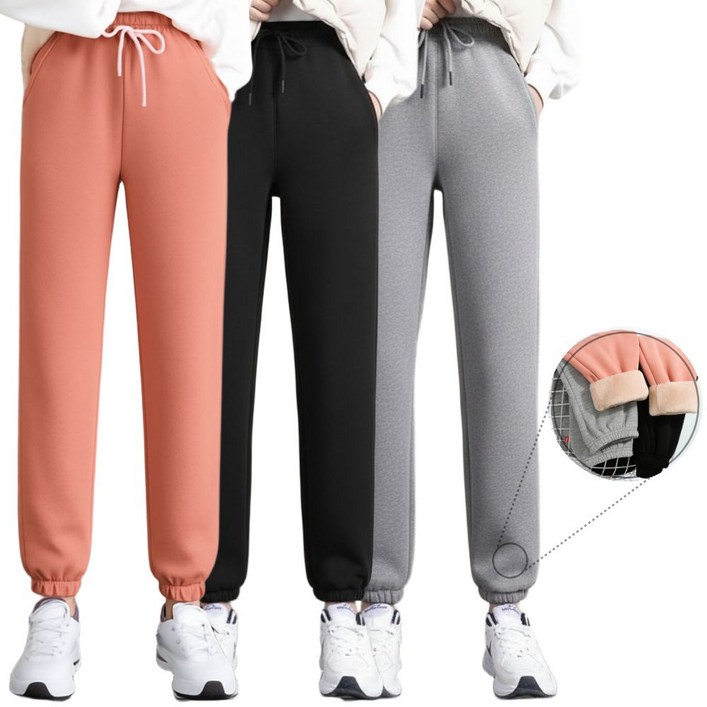 모리버 융털 조거팬츠 기모 안감 트레이닝바지 여성 데일리룩