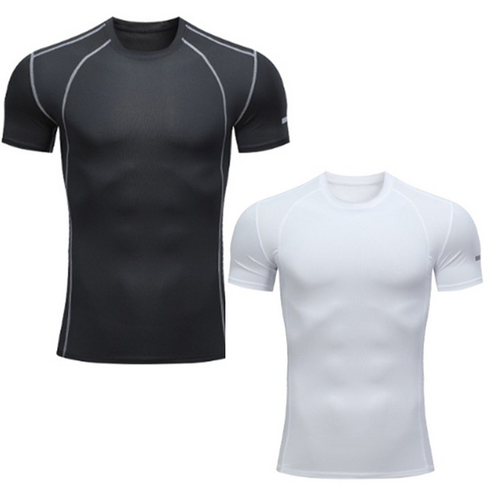 남자 스포츠 이너웨어 컴프레션 언더레이어 스포츠 반팔 상의