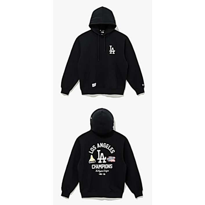 뉴에라 후드티 MLB LA 다저스 패치드 후드 블랙 14742032