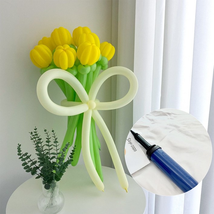 DIY 요술풍선 옐로우 튤립 꽃다발 + 손펌프 by 파티아일랜드 - 쇼핑앤샵