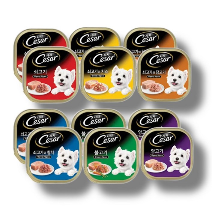 시저 1세 이상 강아지 버라이어티팩 주식캔