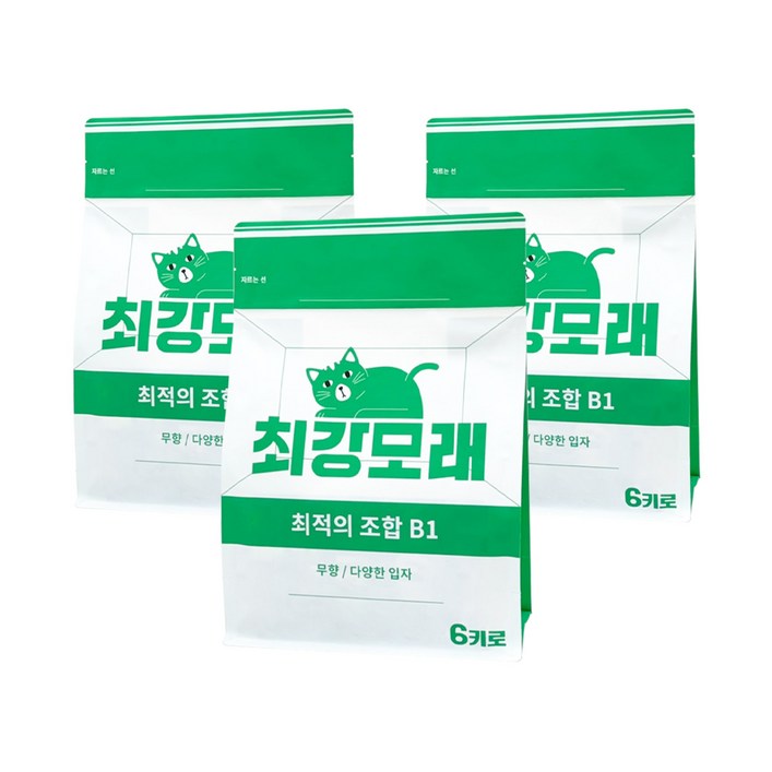 [2+1] 최강모래 최적의 조합 B1 6kgx3, 고양이모래 와이오밍 벤토나이트모래, 3개, 6L, 무향
