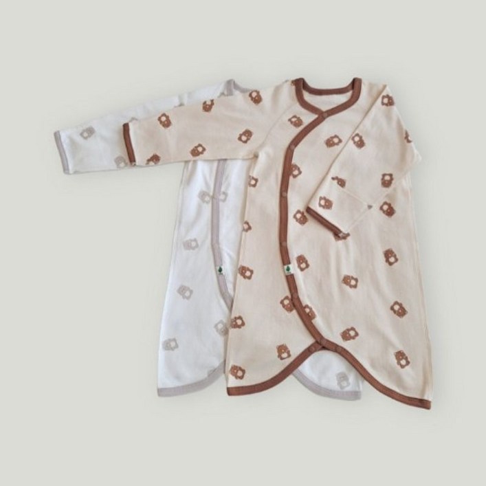 아이숲 신생아용 하트베어 60수 양면 배냇가운