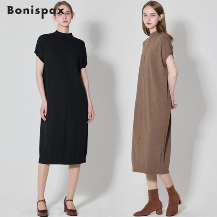 Bonispax 세로절개 소매 반팔 니트 원피스 택가격 119000원