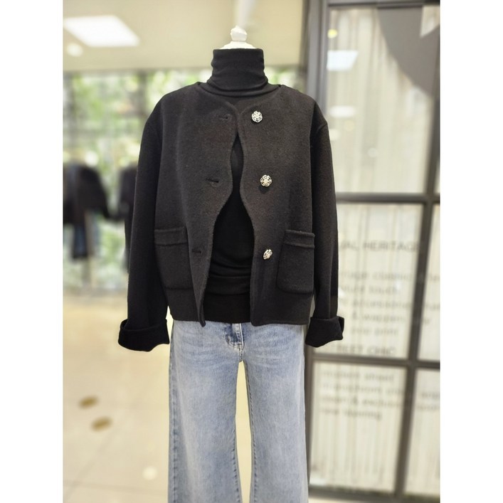 듀엘 DEWE 노카라 스칼럽 모직 자켓 L254MSH501 NC일산