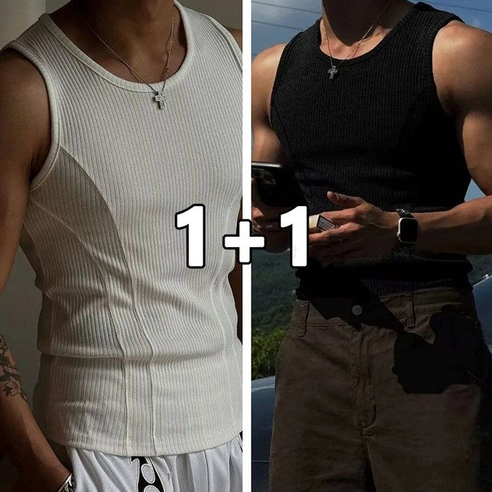 꽃소담 1+1 남자 골지 런닝 나시 민소매 헬스나시 MAL26B05