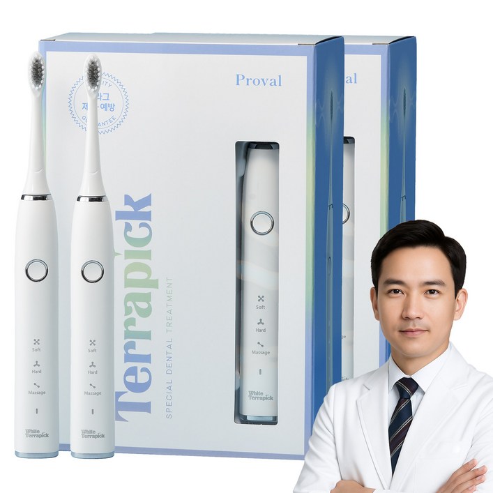 프로벨 음파전동칫솔 저자극 1년무상AS 칫솔모2개포함, 화이트테라픽 음파칫솔, 민트, 1개, 화이트테라픽 음파칫솔, 화이트, 2개