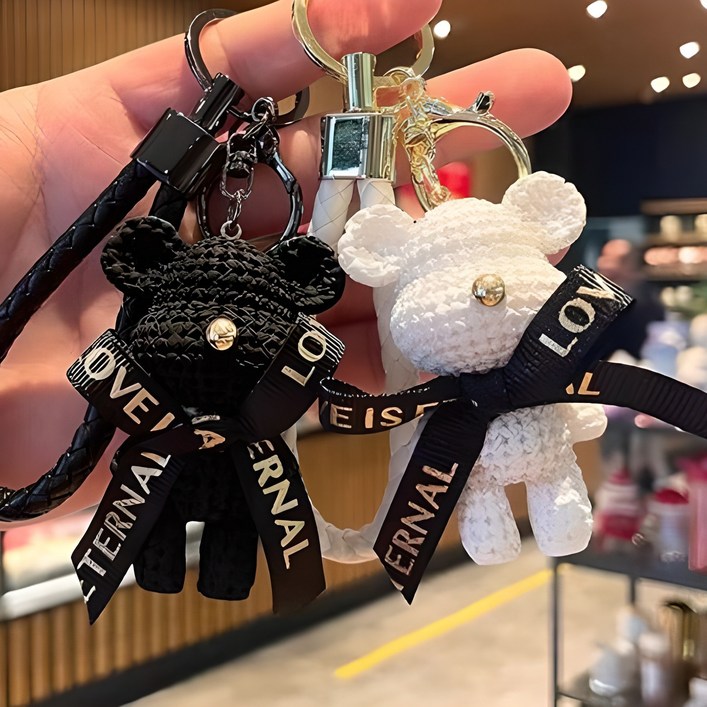 버블리데이 귀여운 니트 곰돌이 키링 2종 세트